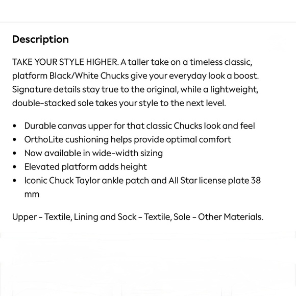 Iconic [Converse] Black Chuck Taylor All Star High Platform Shoes | 6.5 - 8.5 - Picture 8 of 16